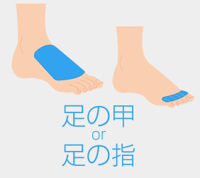 足の甲or足の指
